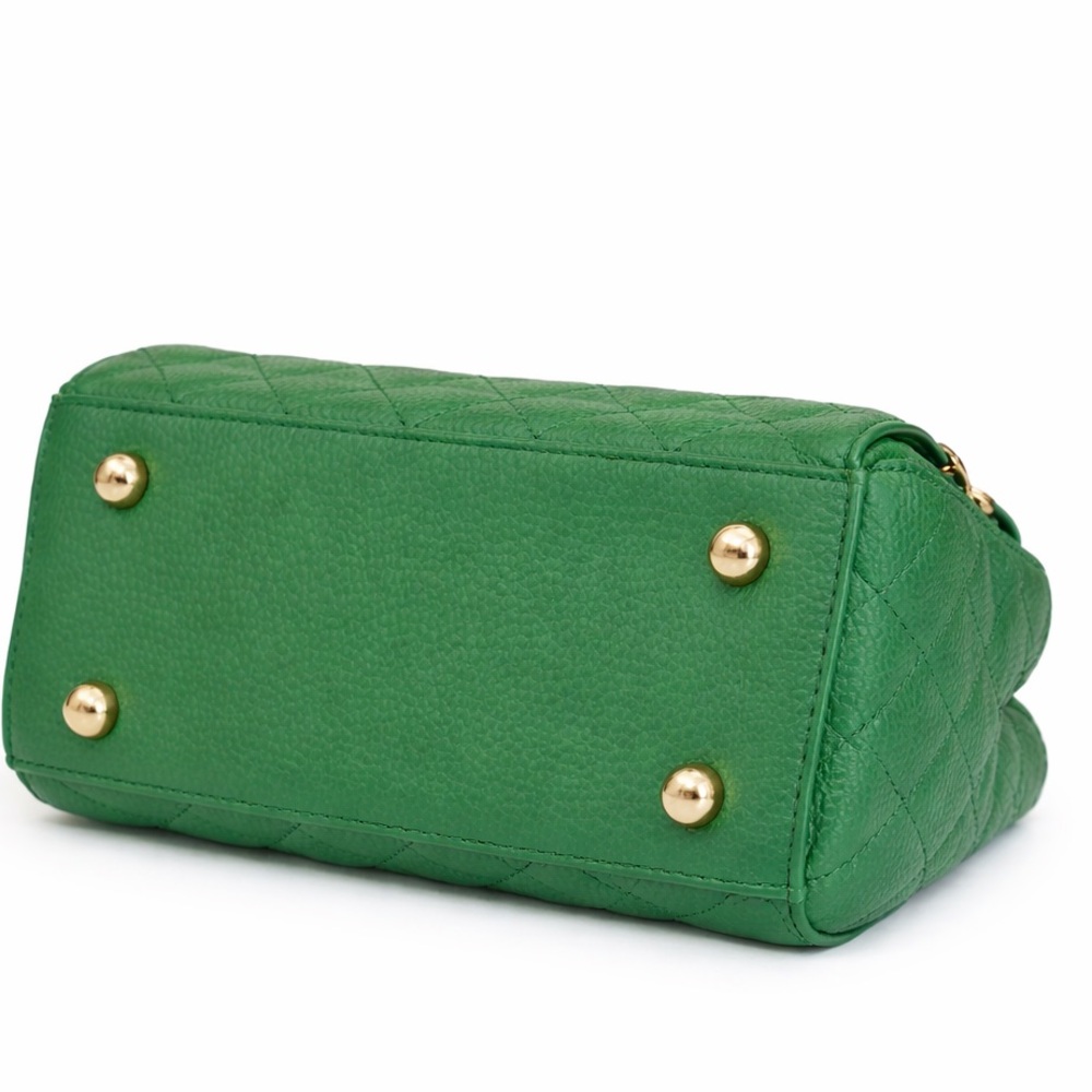 Dune London Emerald Green Quilted‎ Crossbody Purse Gold Hardware - Picture 8 of 9
